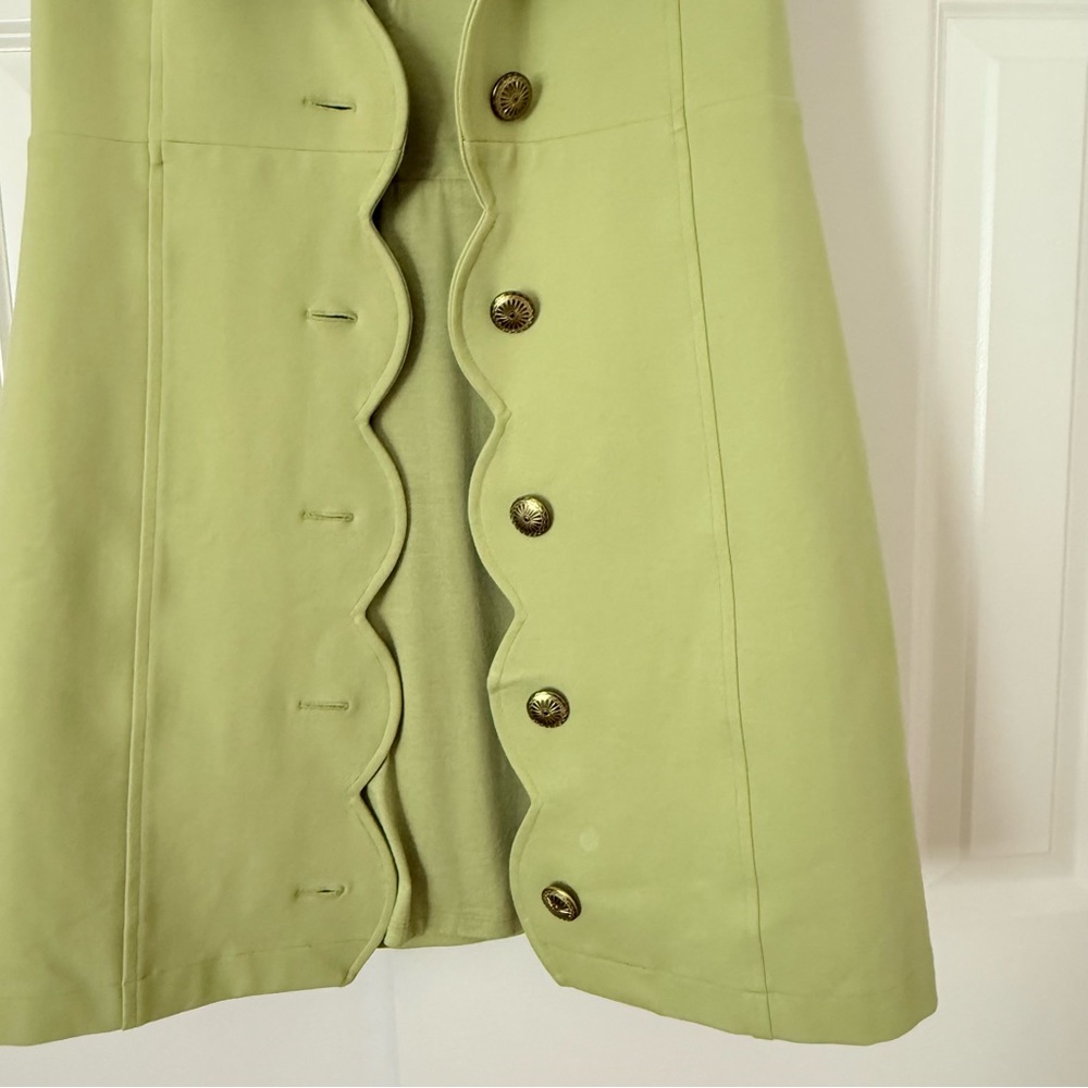 Maeve Lime Green Scalloped Mini Dress - Picture 3 of 6